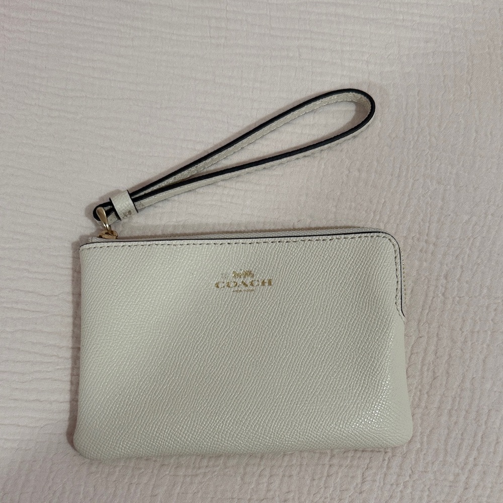 Coach Cream Wristlet with Gold Details